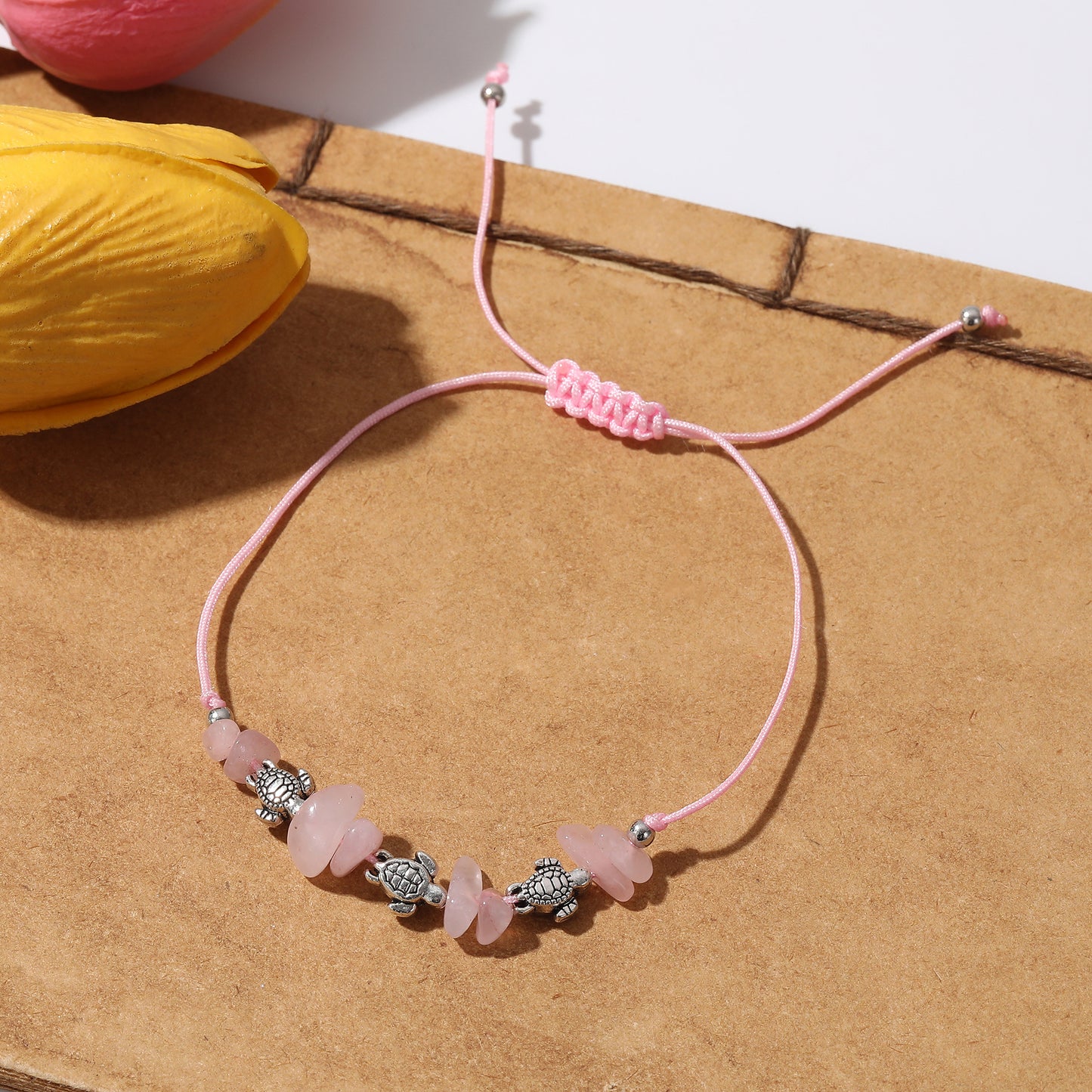Adjustable Stone Bead Bracelets with 3 Silver Turtle Charms - Elegant & Nature-Inspired Jewelry for Women - Perfect for Everyday Wear or Thoughtful Gifts