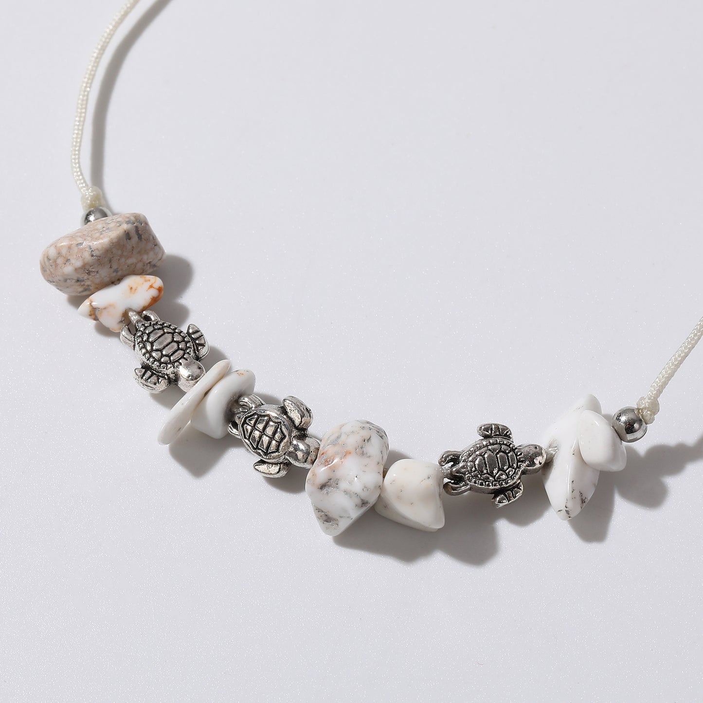 Adjustable Stone Bead Bracelets with 3 Silver Turtle Charms - Elegant & Nature-Inspired Jewelry for Women - Perfect for Everyday Wear or Thoughtful Gifts