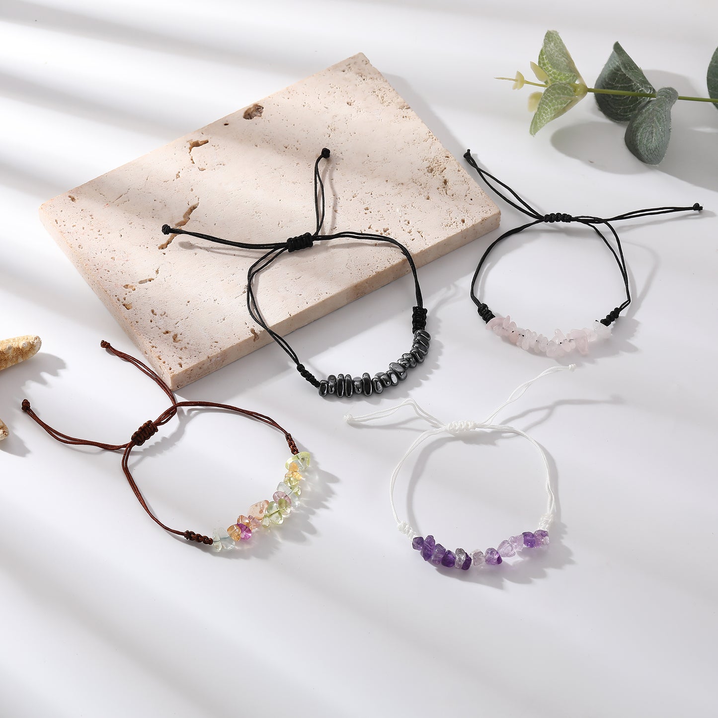 Adjustable Genuine Stone Bracelets - Natural Stone Beads on Durable String - Earthy Elegance for Everyday Wear and Thoughtful Gifts