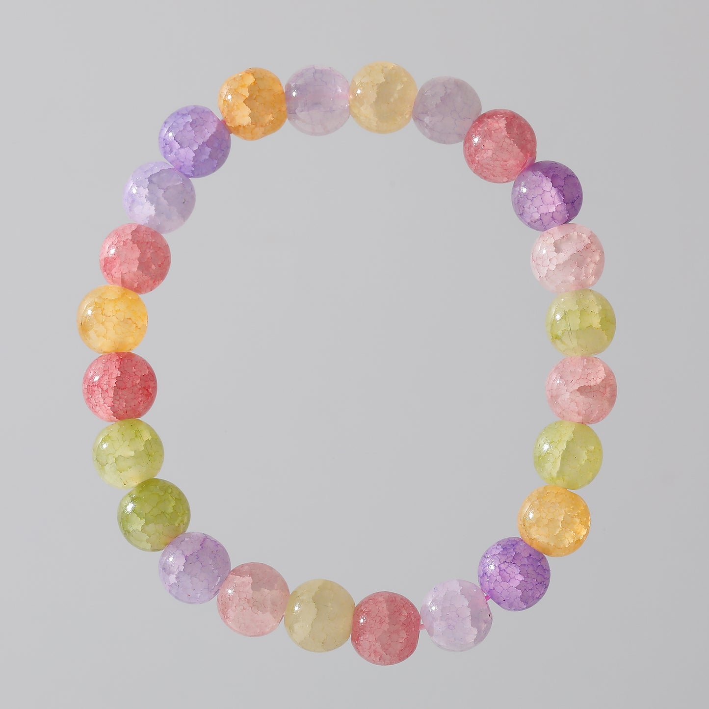Assorted Genuine Round Stone on Elastic Beaded Bracelet