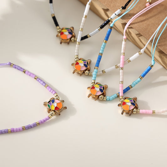 1 pc Bohemian Style Multicolor Enamel Turtle Beaded Bracelet Set for Women & Girls - Birthday, Christmas & Everyday Jewelry Gift