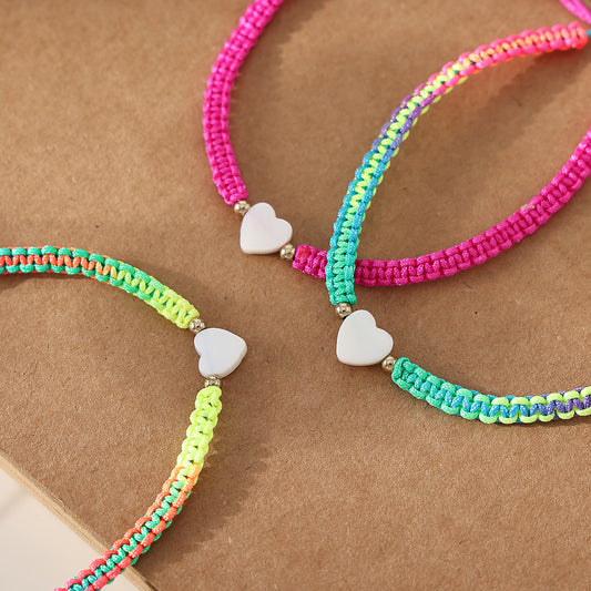 White Heart on assorted string macrame bracelet for festival daily wear gift for all ages