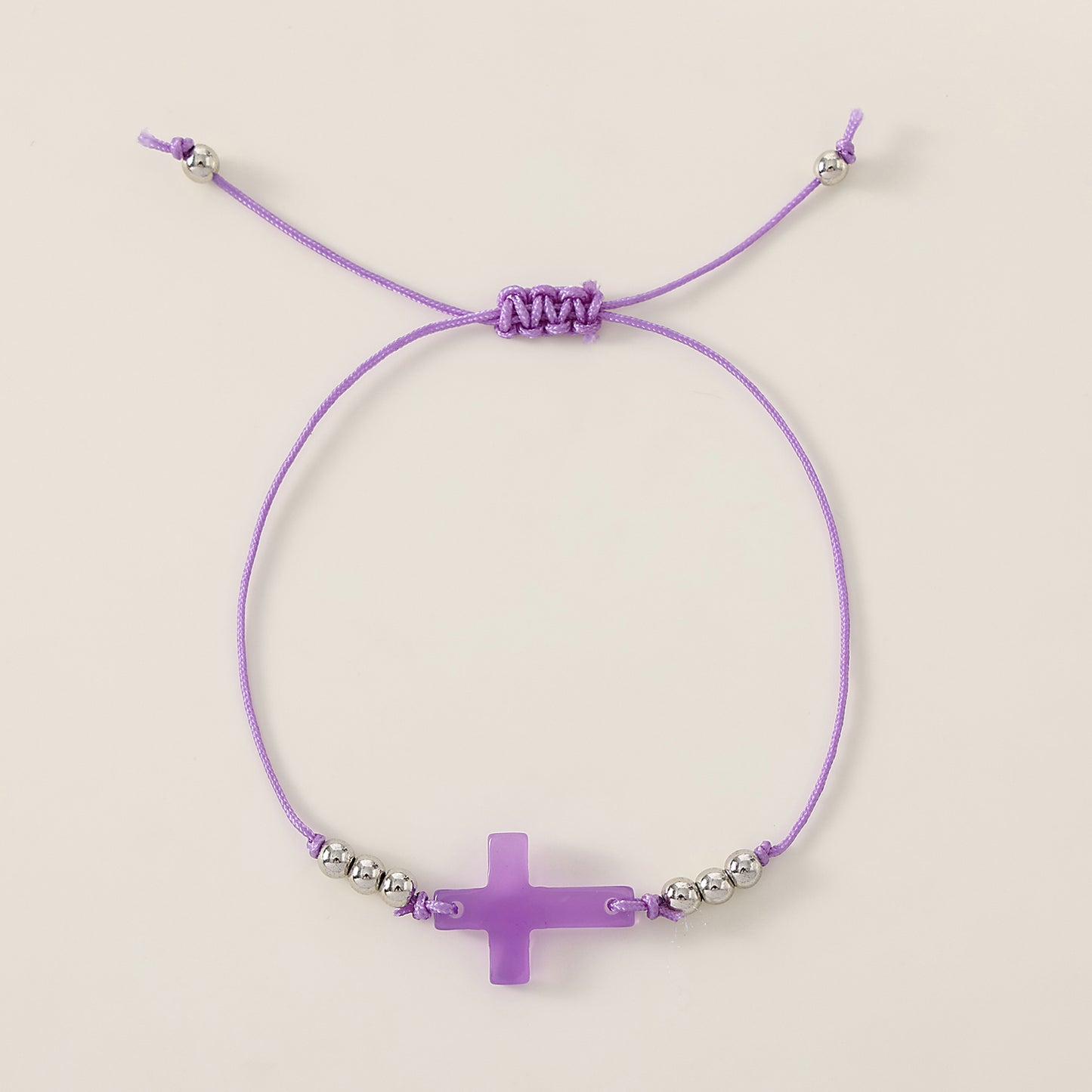 1 PC Bohemian Style Cross Bracelet Set with Silver Accents for Women & Girls - Easter, Birthday, Mother's Day & Everyday Jewelry Gift (Purple, Pink, Blue Variations)