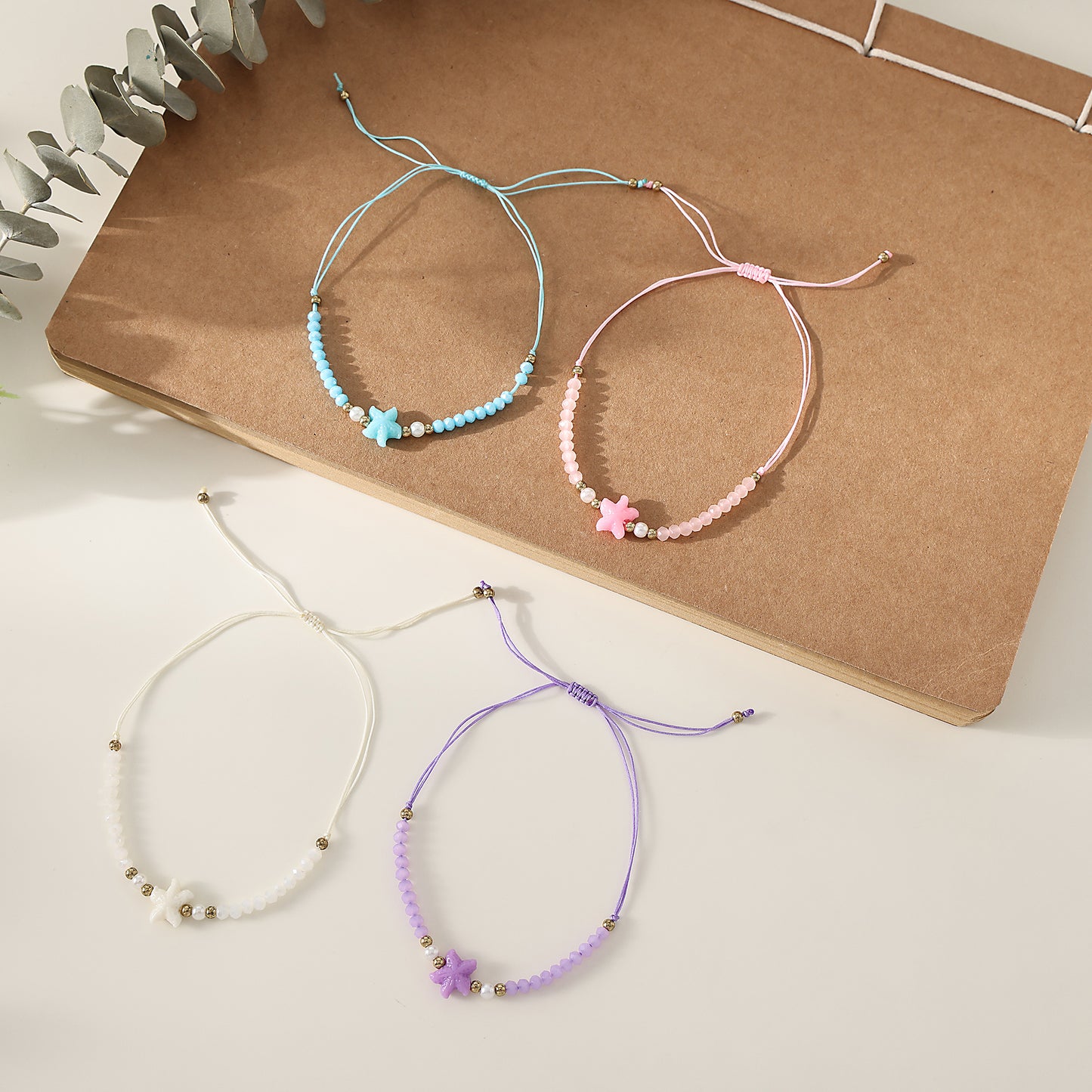 1 pc Bohemian Crystal Starfish Bracelet Set with Pearl & Gold Accents for Women & Girls - Summer Beach Jewelry & Gift