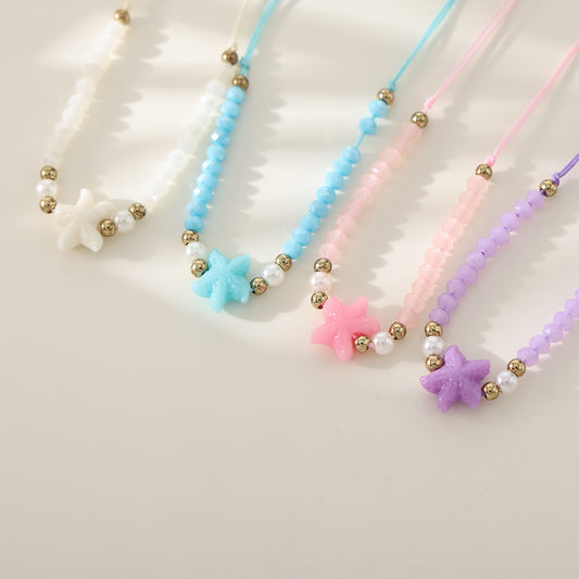 1 pc Bohemian Crystal Starfish Bracelet Set with Pearl & Gold Accents for Women & Girls - Summer Beach Jewelry & Gift