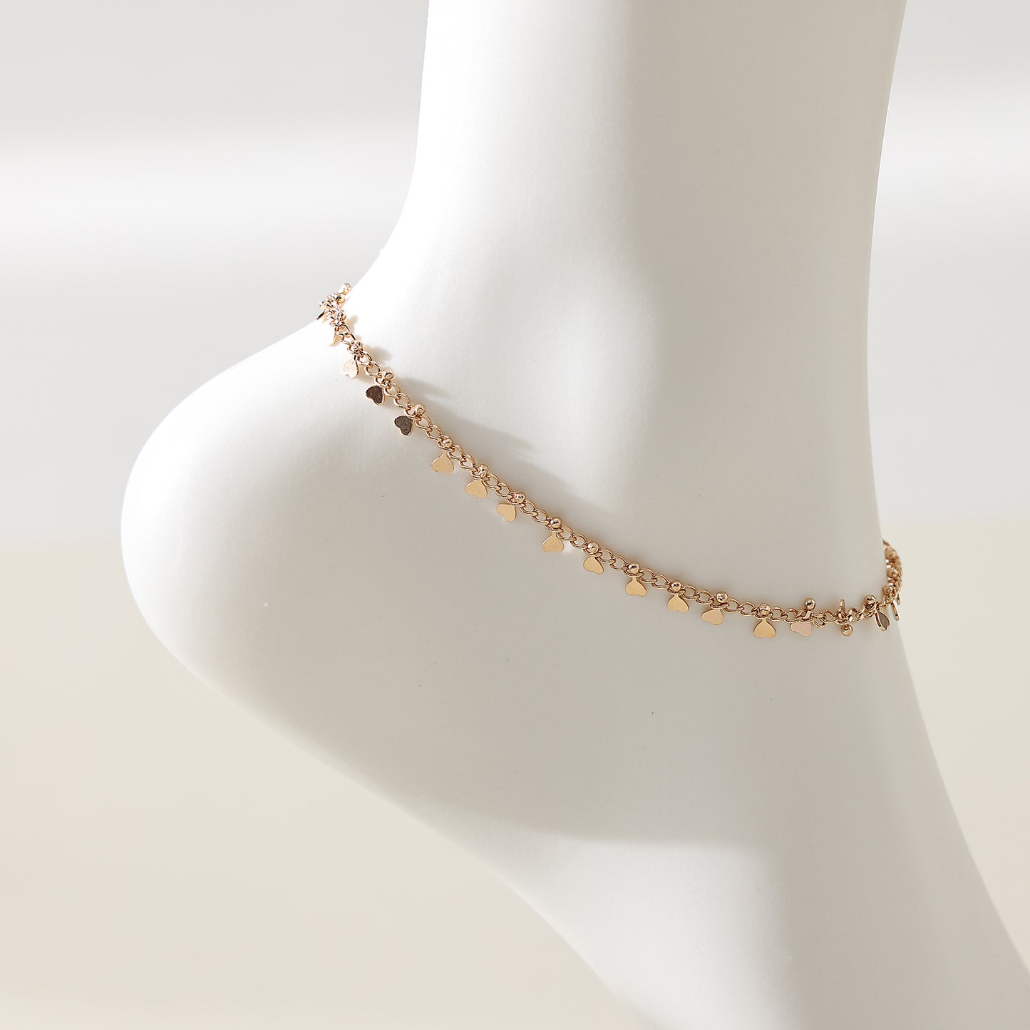 1 Piece Romantic Bohemian Style Gold & Silver Heart Dangle Anklet for Women & Girls - Summer Beach Jewelry & Valentine's Day Gift