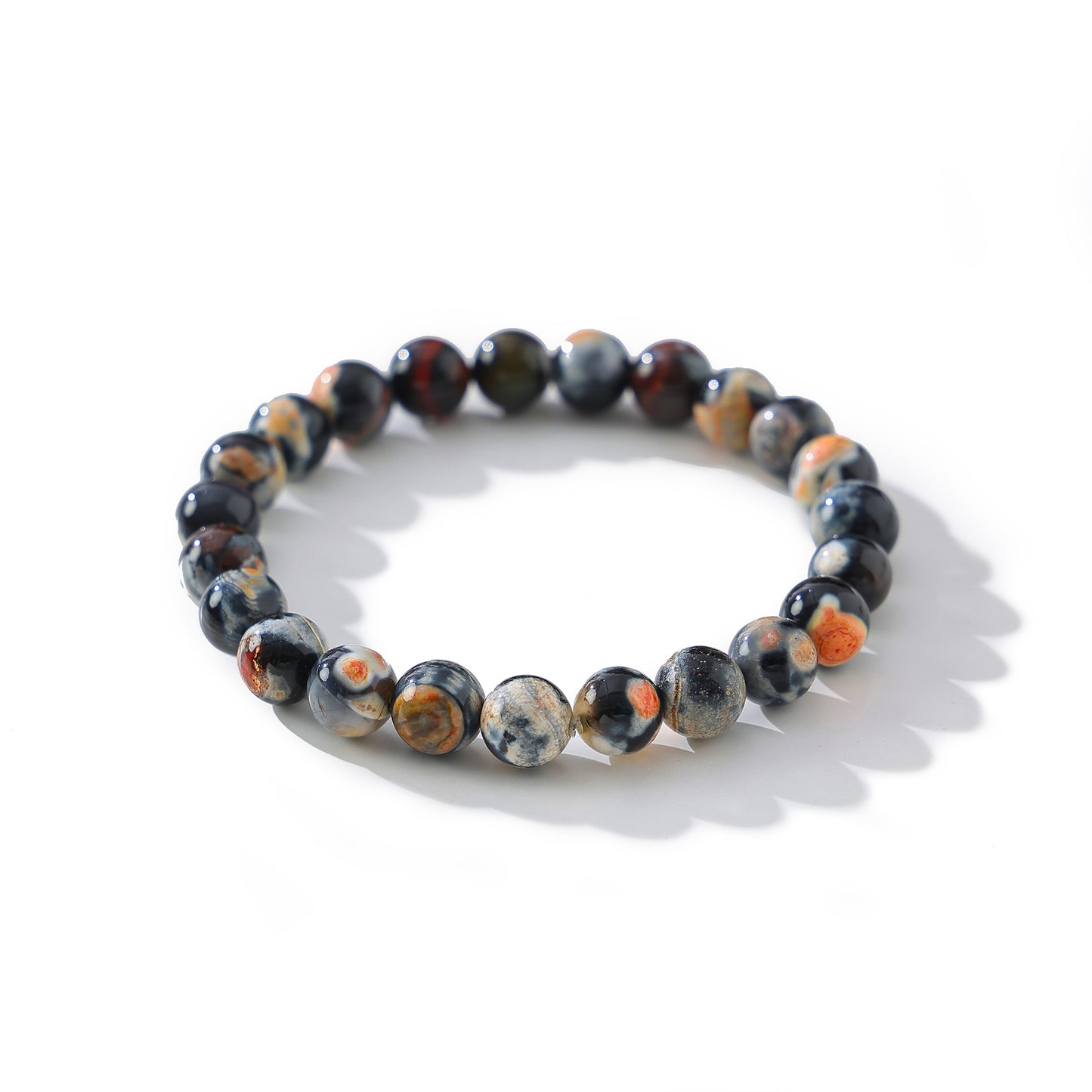 Chic and Versatile Marbled Genuine Stone Round - Bead Elastic Bracelet - Multiple Stunning Color Combinations