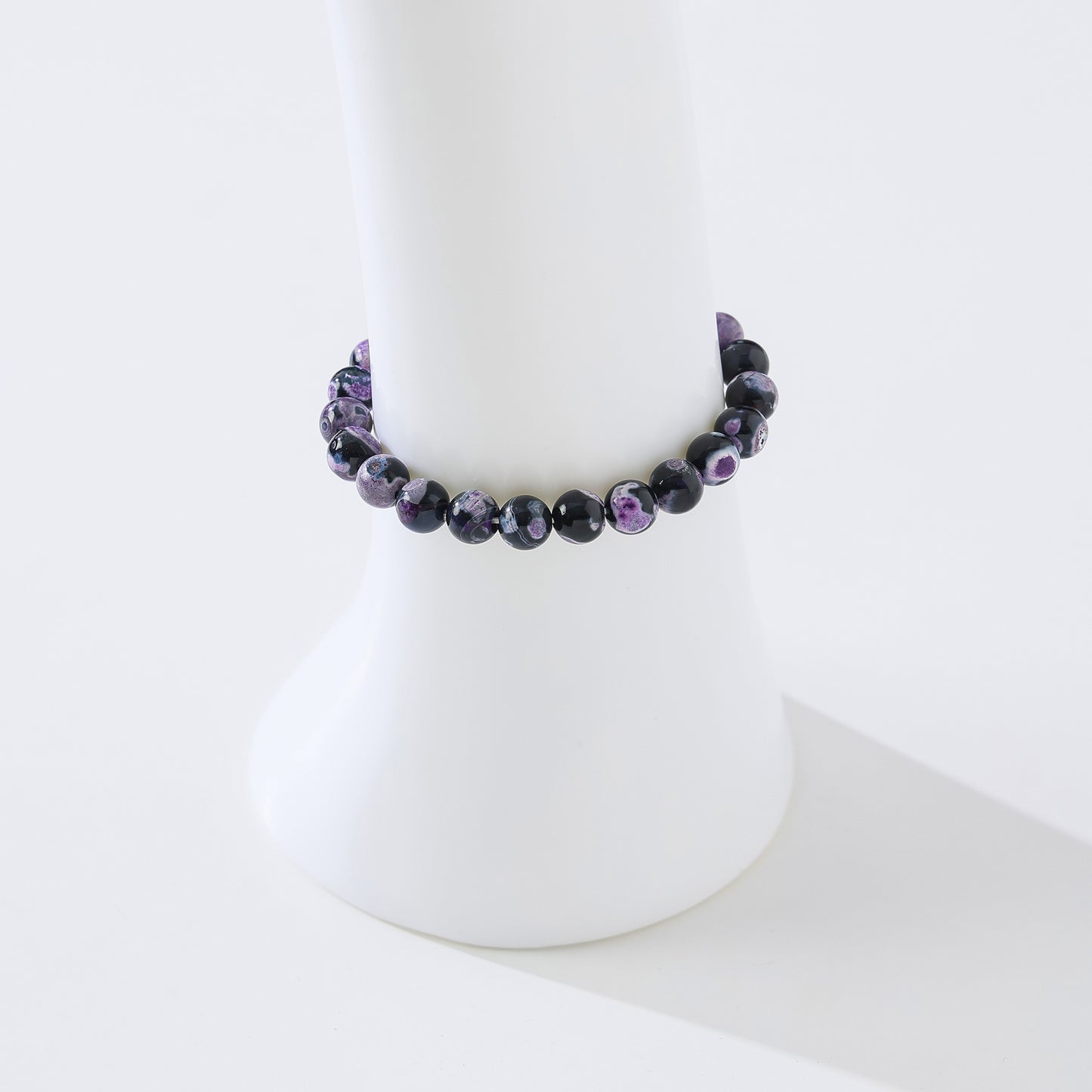 Chic and Versatile Marbled Genuine Stone Round - Bead Elastic Bracelet - Multiple Stunning Color Combinations