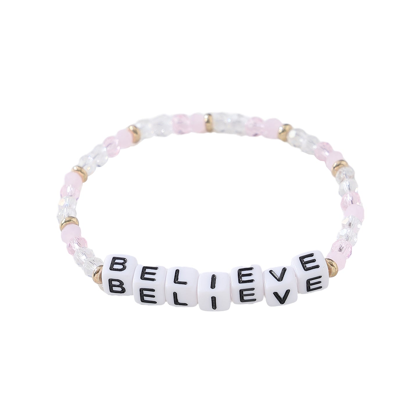 Assorted Inspirational Crystal Beaded Bracelets with Motivational Words - Adjustable Stretch Design for Women & Teens, Handcrafted Jewelry with Positive Affirmations
