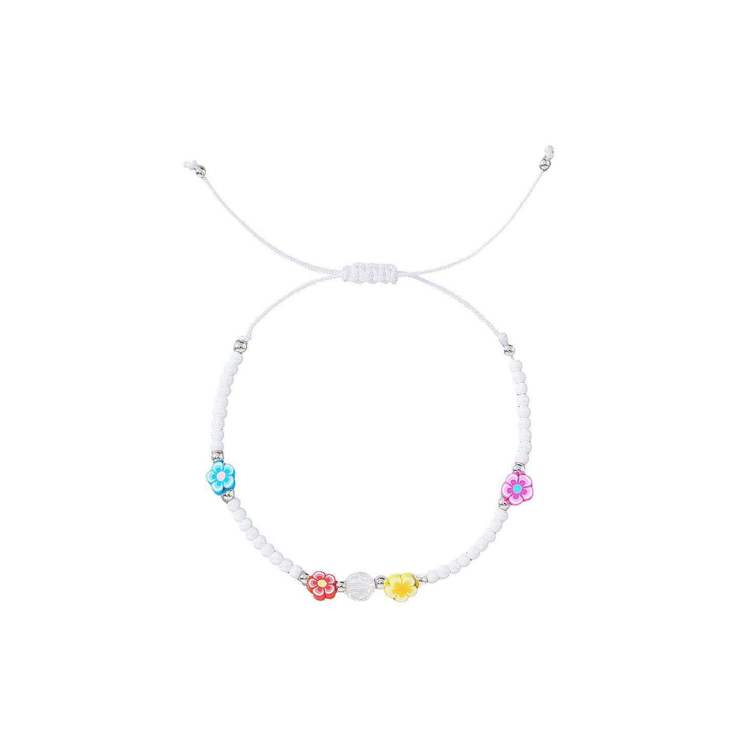 Charming Beaded String Bracelets with Colorful Fimo Flower Beads for Women and Teens - Handmade Adjustable Jewelry