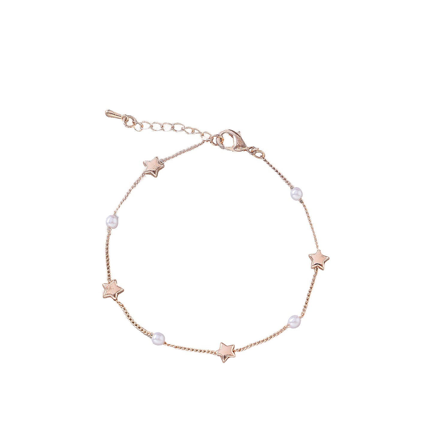 Enchanting Silvery, Golden, and Rose Golden Pearl & Star Charm Bracelets for Women - Perfect for Any Occasion