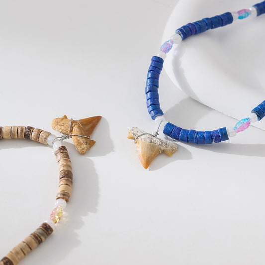 Ocean - Inspired Shark Tooth Necklace with Hand - Crafted Beads: A Touch of the Wild