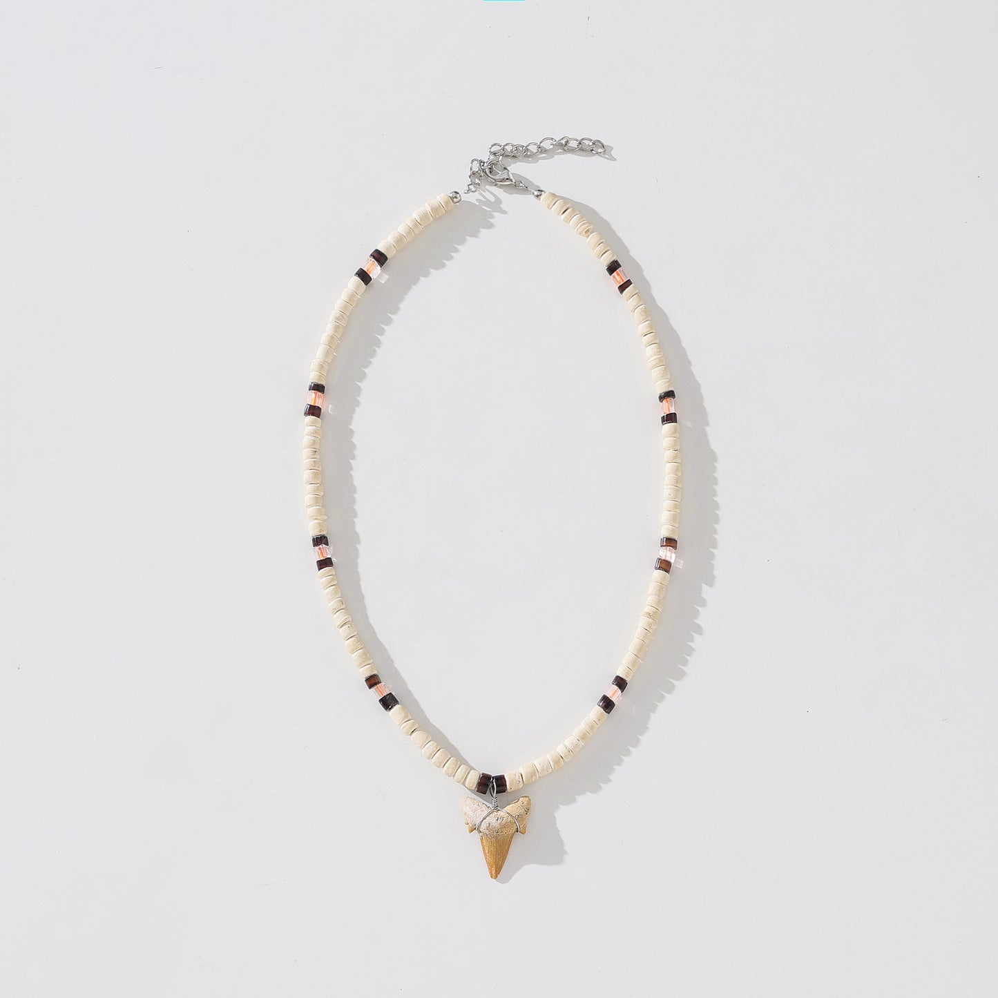 Vintage - Inspired Shark Tooth Necklace with Hand - Selected Glass Beads for Men and Women