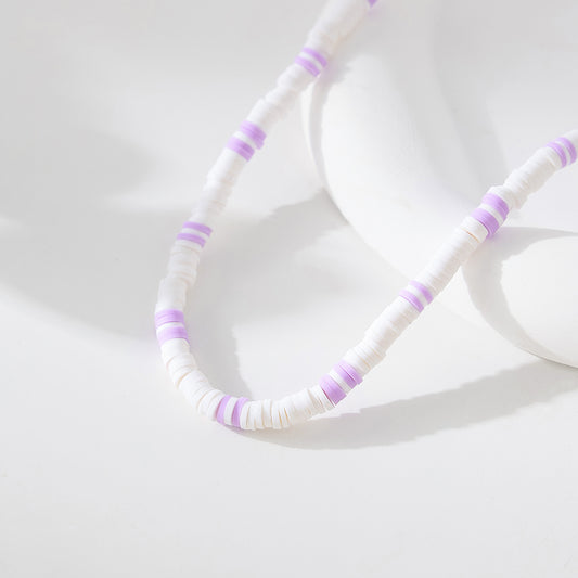 Chic Pastel and White Fimo Beaded Necklace - Boho - Chic Jewelry for Women