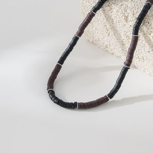 Men's Hand - crafted Fimo Clay Bead Necklace - Versatile Style for Every Occasion