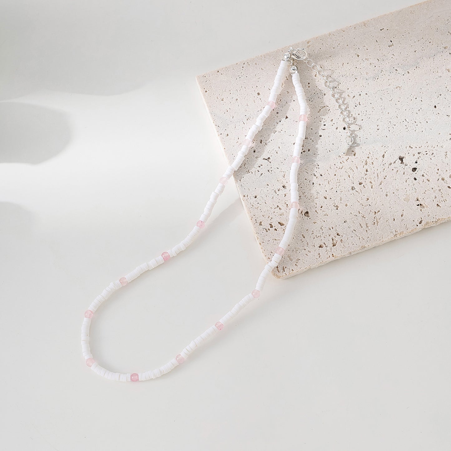 Delicate 3mm Fimo Clay and Genuine Stone Bead Necklace - Elegant Layering Accessory