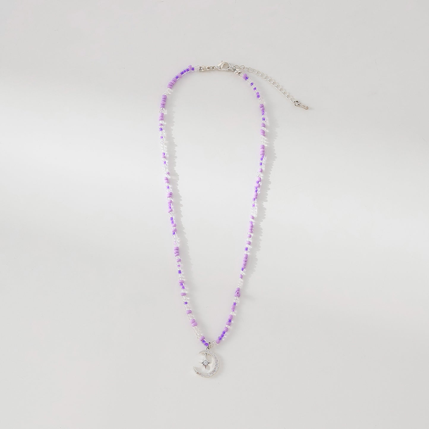 Enchanting Assorted Beaded Necklaces with Sparkling Crystal Half - Moon & Star Pendants for Women