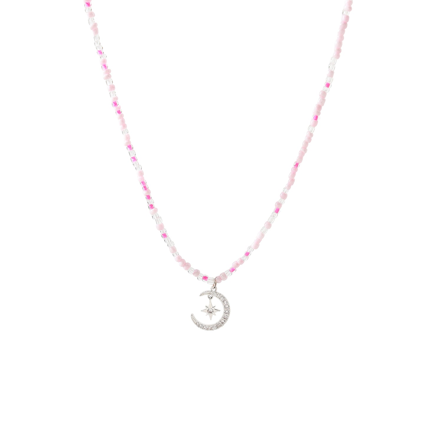 Enchanting Assorted Beaded Necklaces with Sparkling Crystal Half - Moon & Star Pendants for Women