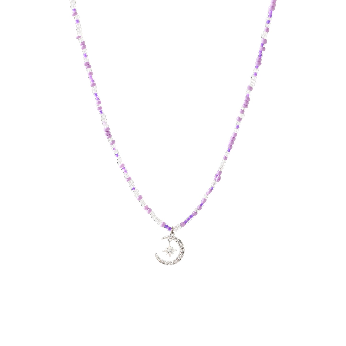 Enchanting Assorted Beaded Necklaces with Sparkling Crystal Half - Moon & Star Pendants for Women