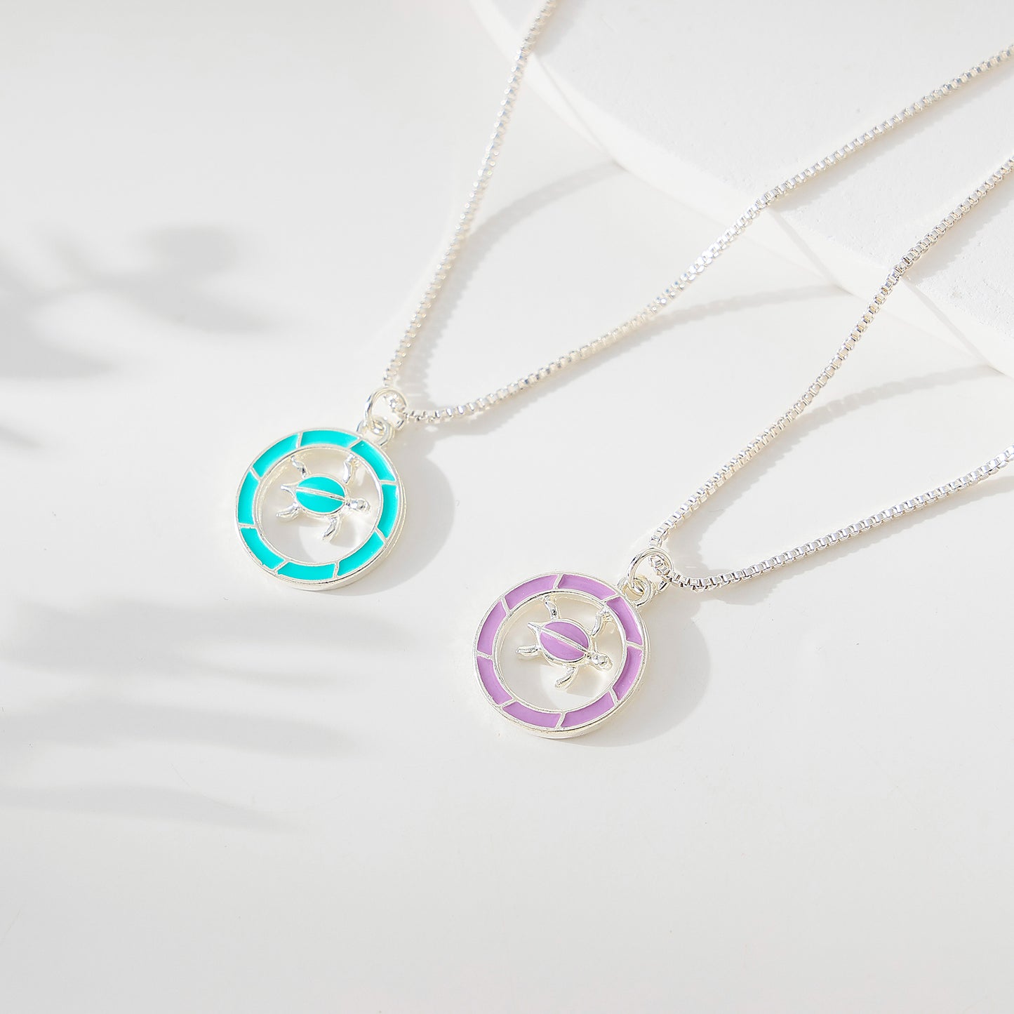 Stylish Enamel - Accented Turtle Pendant Necklaces - Assorted Colors (Silver Chain)