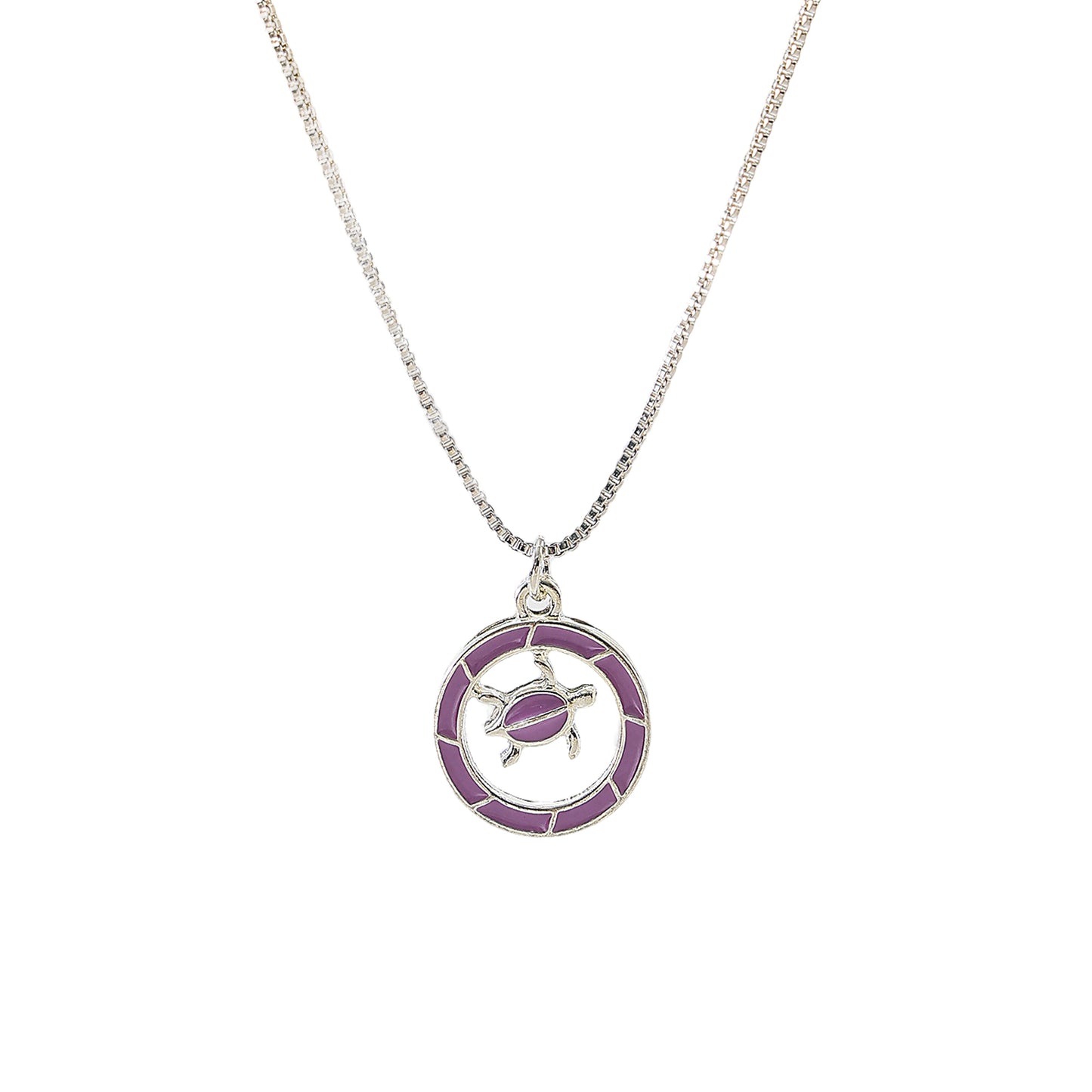 Stylish Enamel - Accented Turtle Pendant Necklaces - Assorted Colors (Silver Chain)