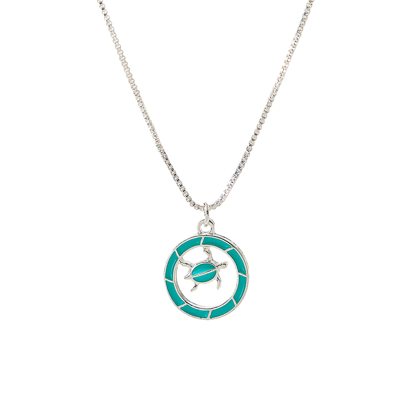 Stylish Enamel - Accented Turtle Pendant Necklaces - Assorted Colors (Silver Chain)