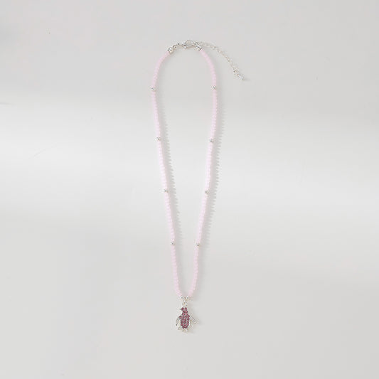 beaded Necklace with Crystal Penguin charm