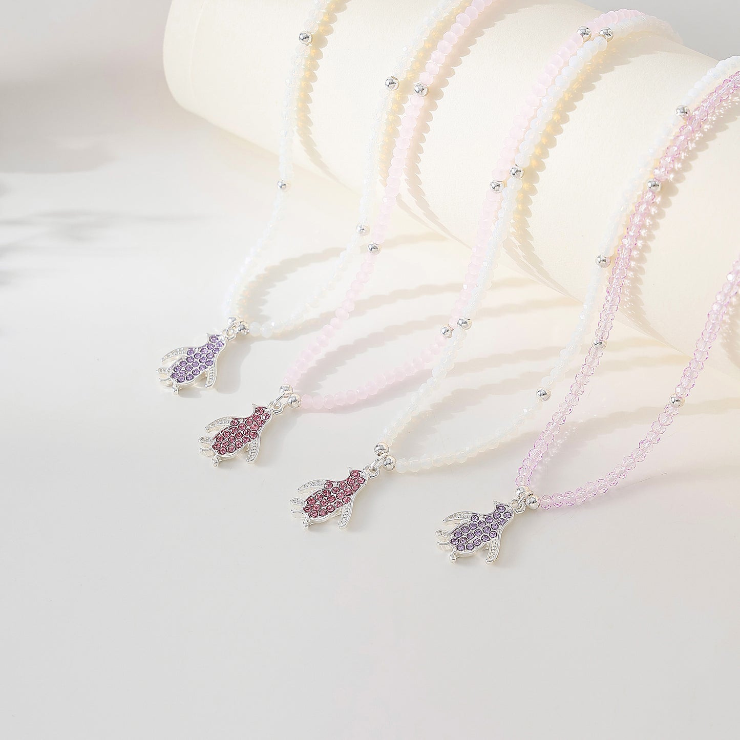 beaded Necklace with Crystal Penguin charm