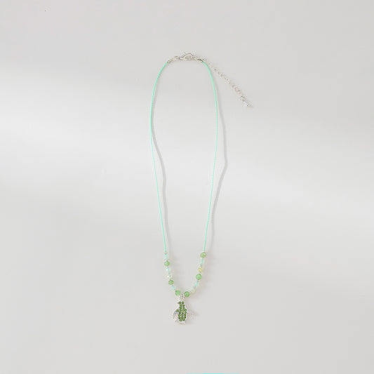 colored Crystal Penguin on beaded string Necklace