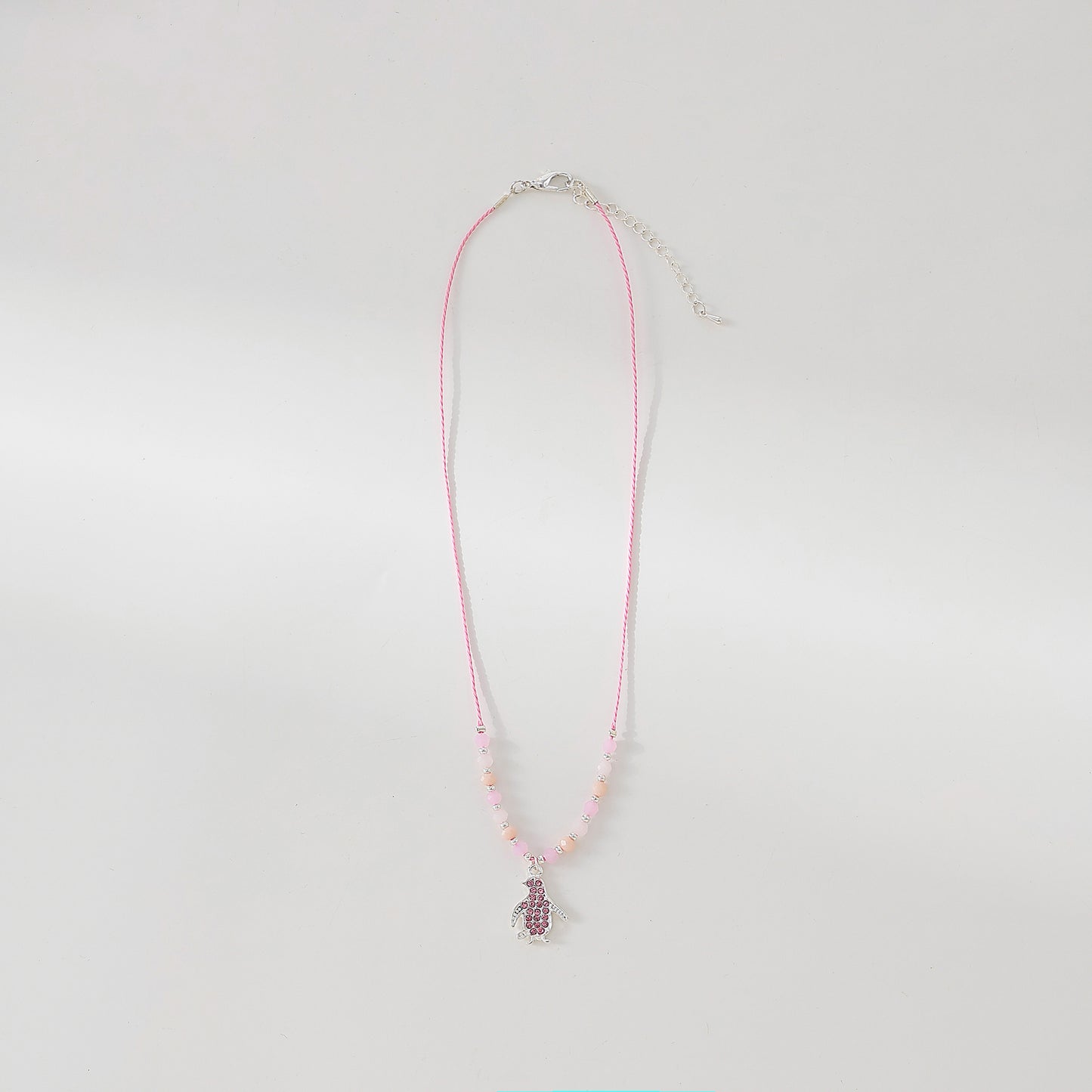 colored Crystal Penguin on beaded string Necklace