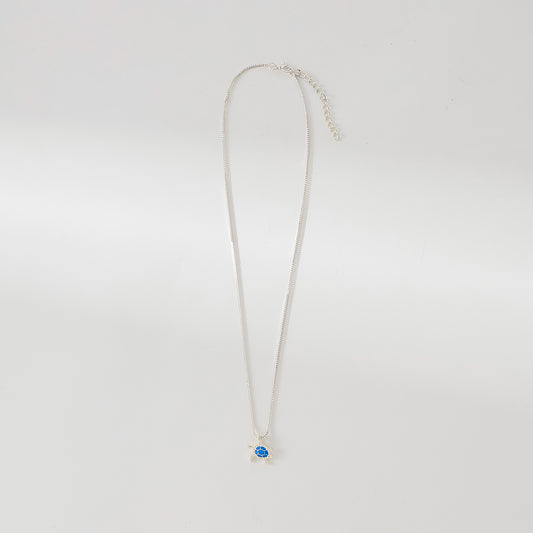 Small Blue enamel Turtle Necklace
