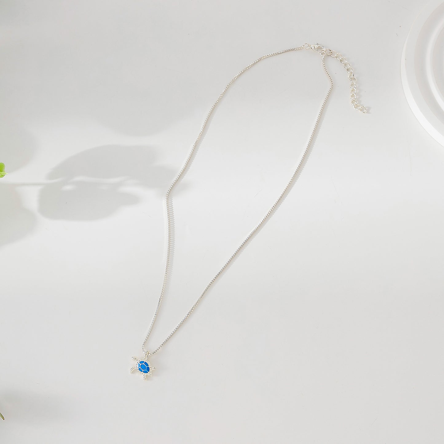 Small Blue enamel Turtle Necklace