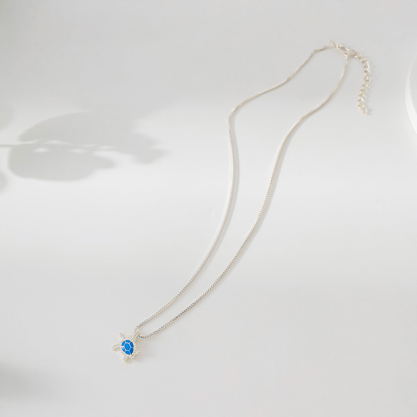 Small Blue enamel Turtle Necklace