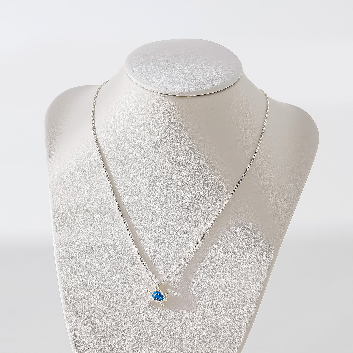 Small Blue enamel Turtle Necklace