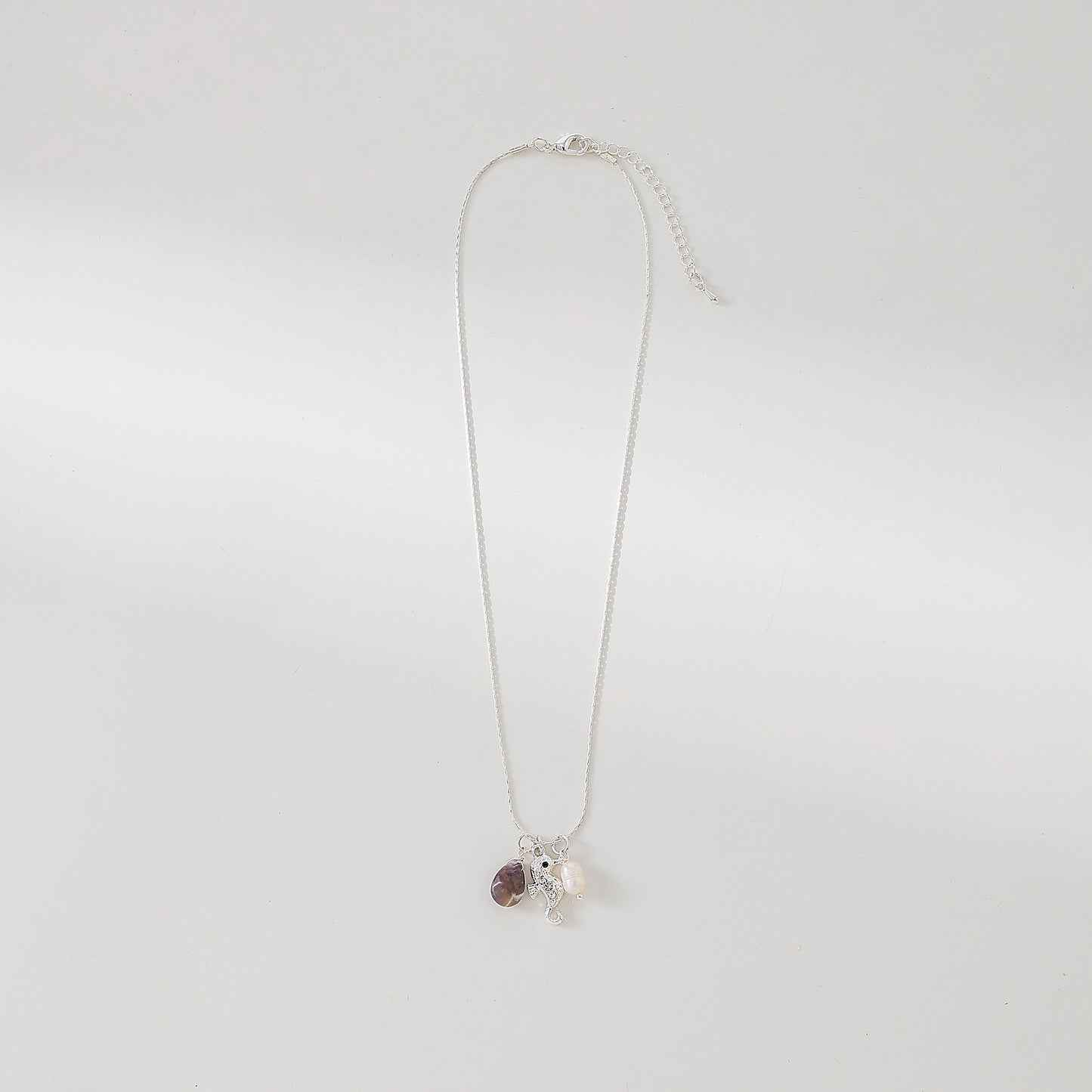 Rhinestone Seahorse with assorted teardrop stone and fake pearl necklace