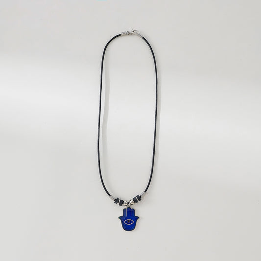 Hamsa Mood charm on black cord Necklace