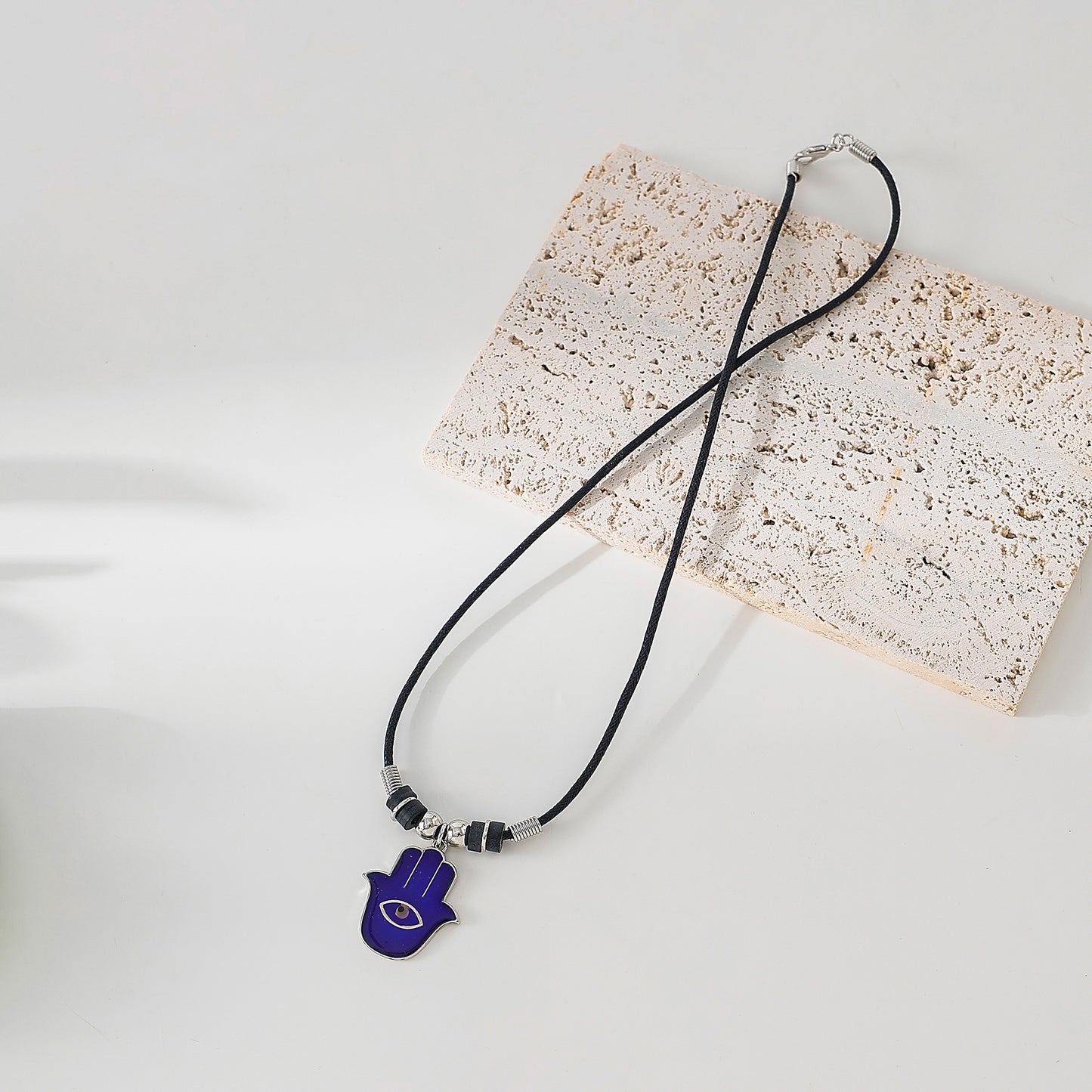 Hamsa Mood charm on black cord Necklace