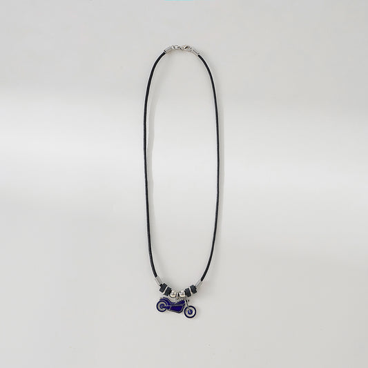 Motorcycle Mood charm on black cord Necklace
