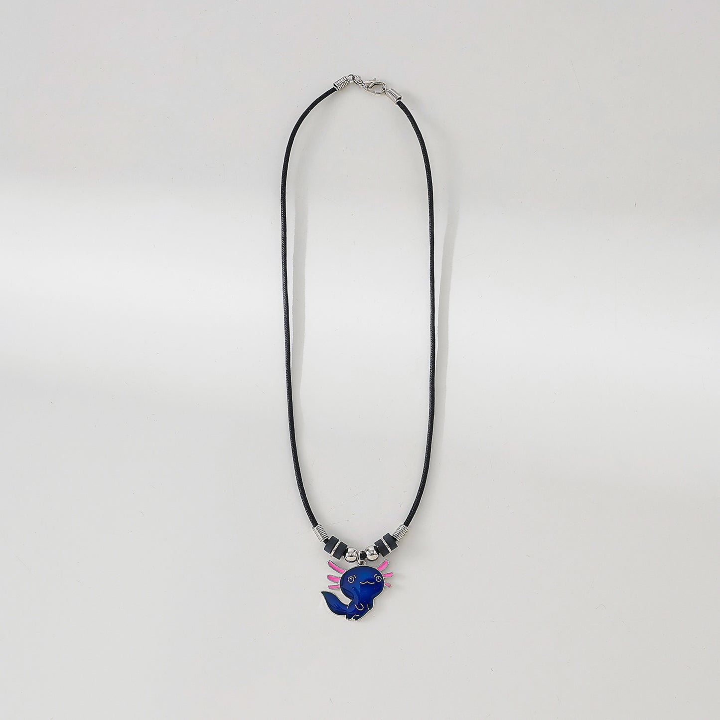 Axolotl Mood charm on black cord Necklace
