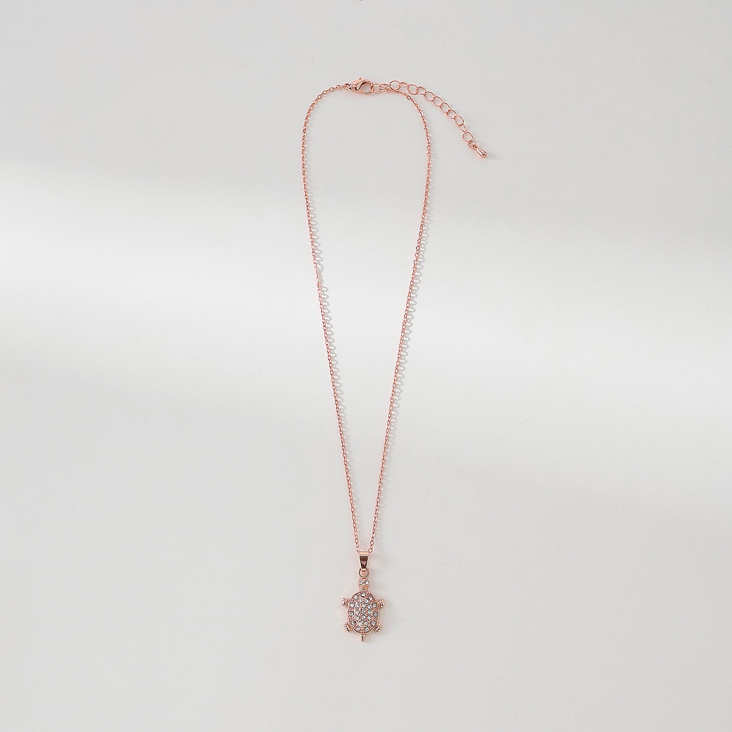 Rose golden and rhinestone turtle necklace