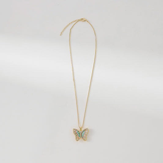 Sparkle and Crystal Butterfly on golden chain Necklace