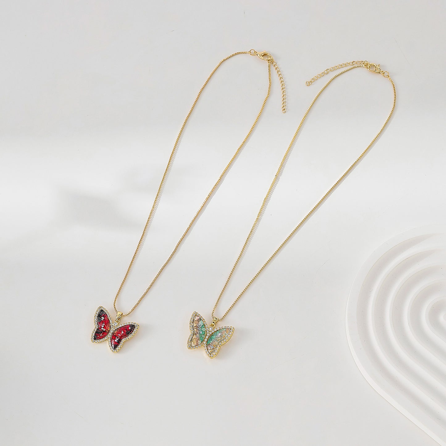 Sparkle and Crystal Butterfly on golden chain Necklace