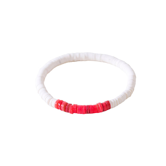 White Fimo beads with assorted colored shell beaded Bracelet