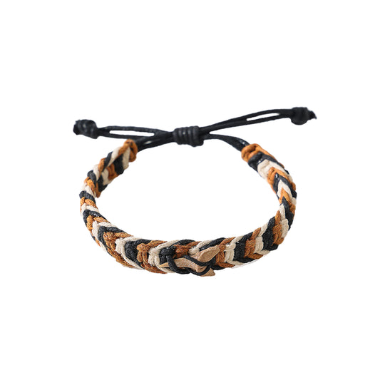 Leather Woven Shark Tooth Fossil Bracelet