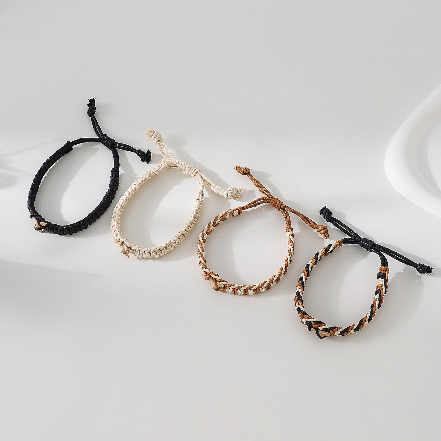 Leather Woven Shark Tooth Fossil Bracelet