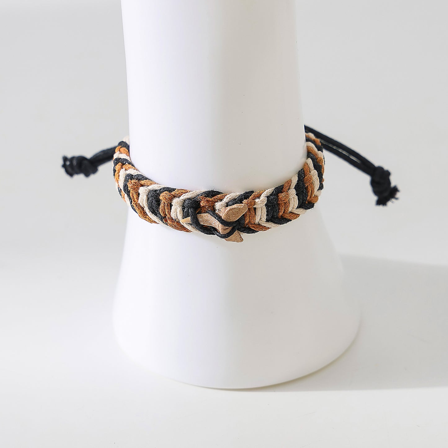 Leather Woven Shark Tooth Fossil Bracelet