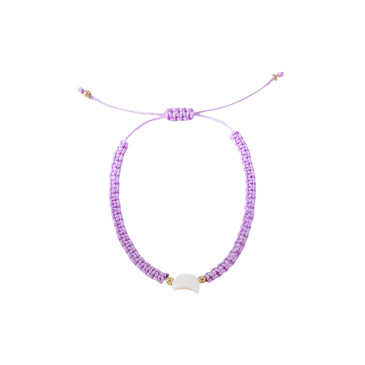 Assorted macrame adjustable Bracelet with white shell Moon bead