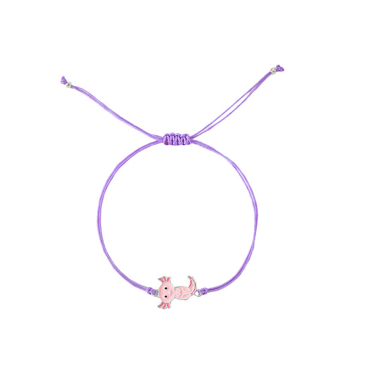 Assorted colored string Bracelet with Pink Axolotl charm