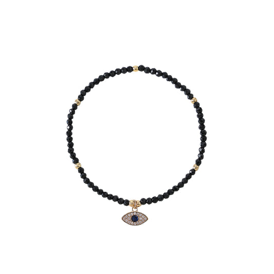 Cubic Zirconia Lucky Eye bead on assorted beaded Bracelet