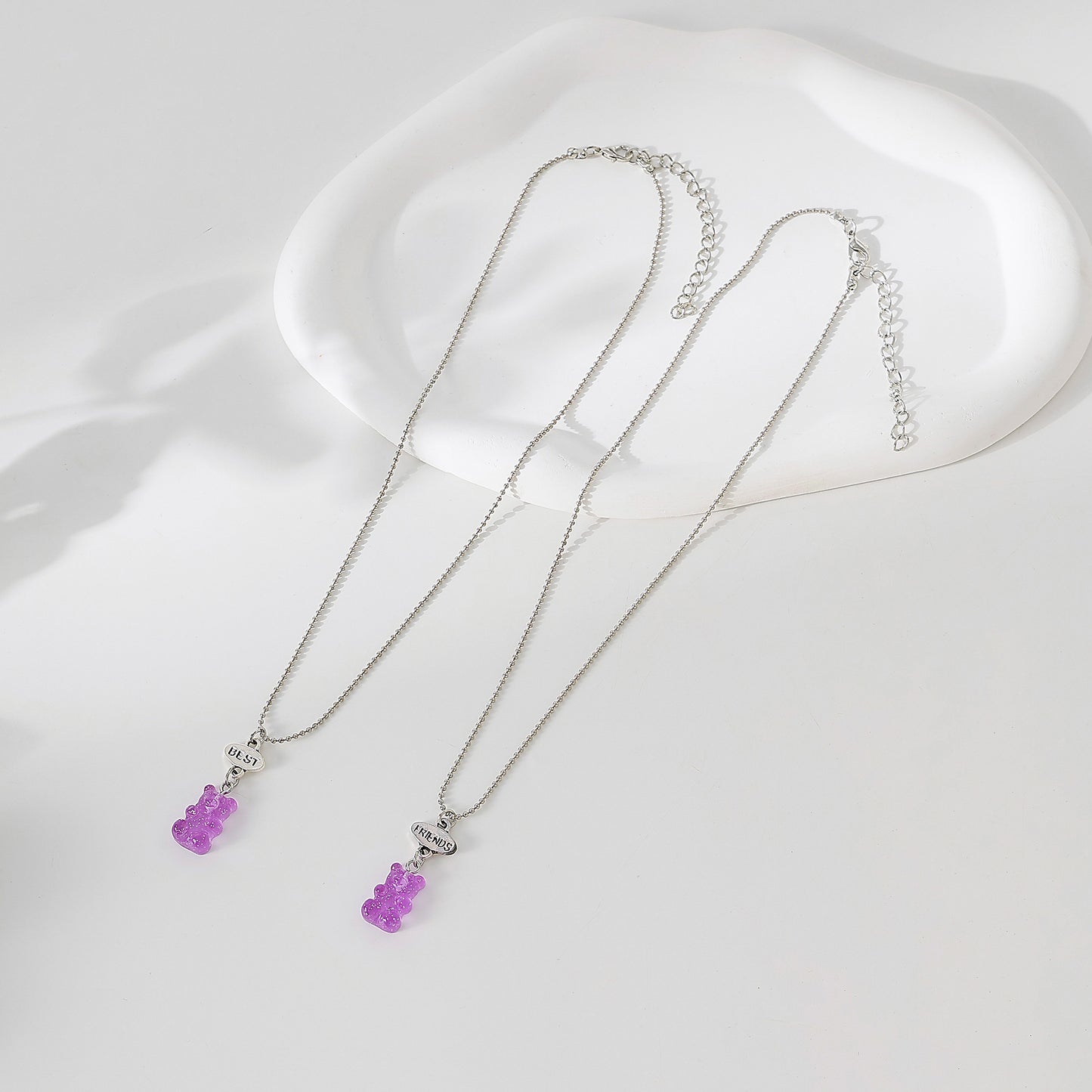 y2k neon bear bestt friend necklace